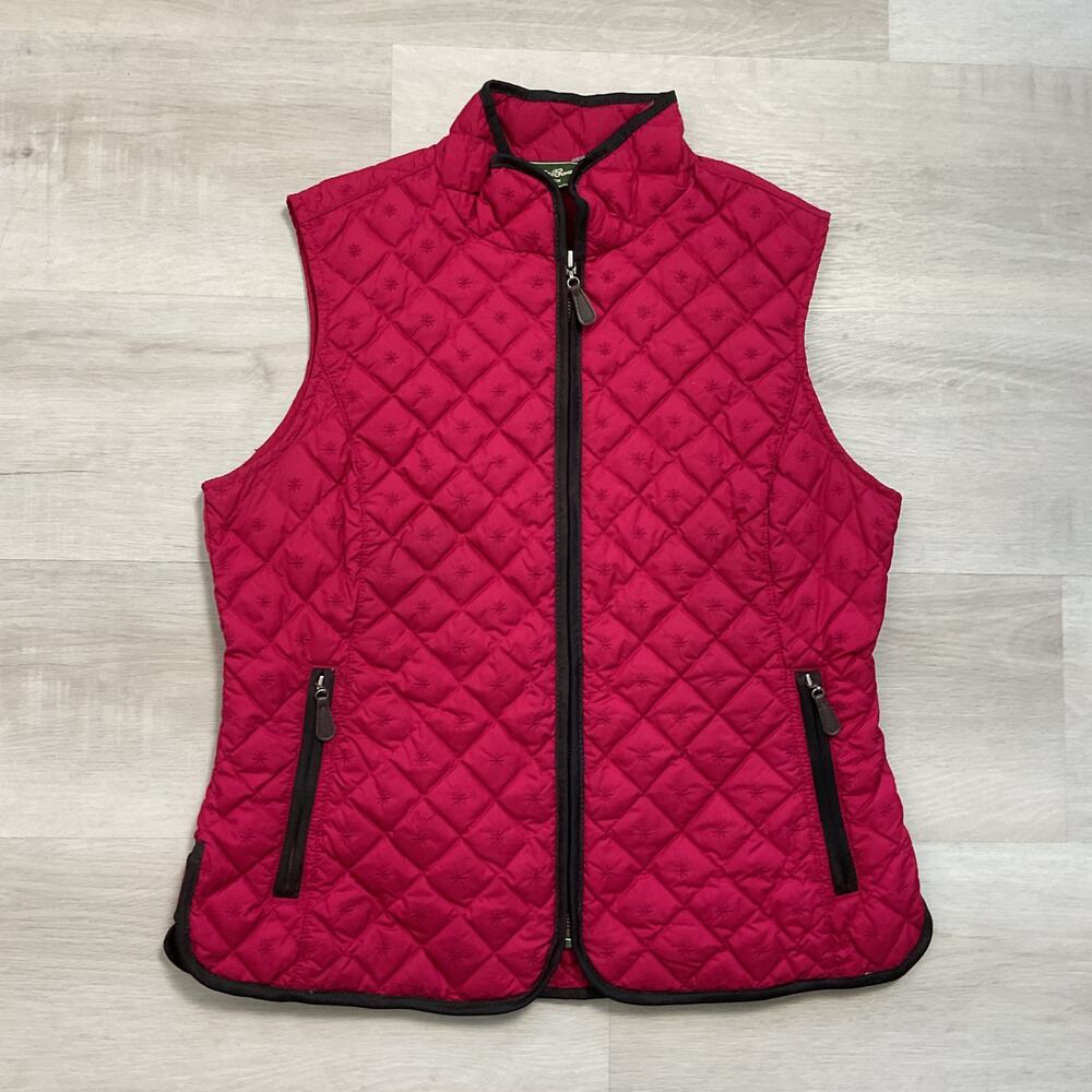 Eddie Bauer Premium Goose Down Vest Full Zip Womens Petite Medium Red